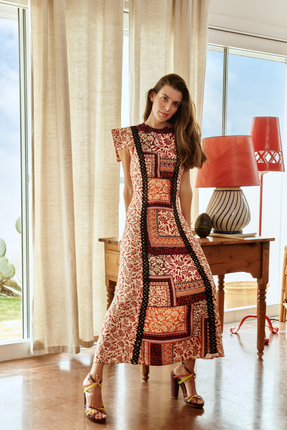 ELVIRA - VESTIDO MIDI CON ESTAMPADO ÉTNICO