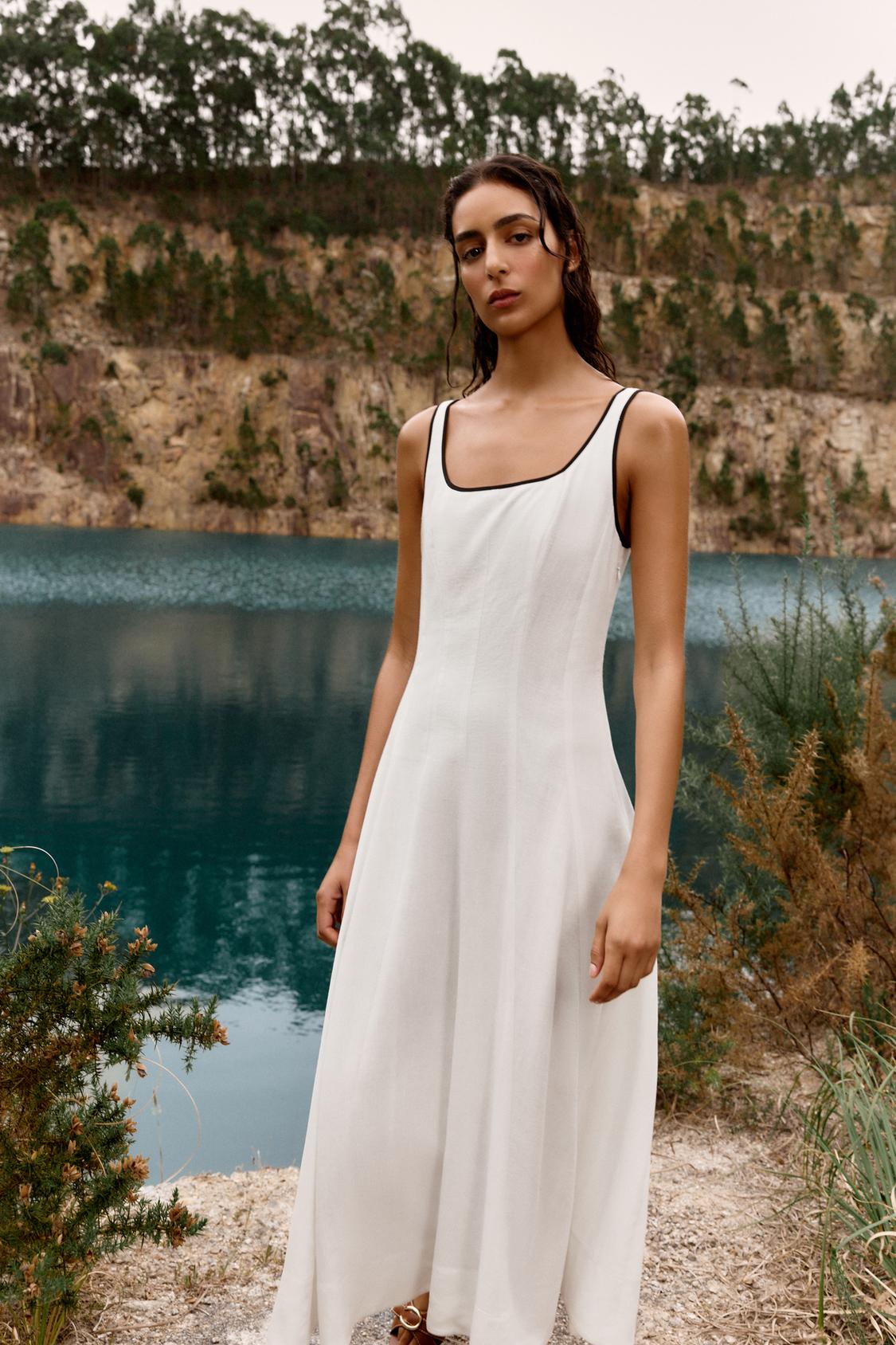EFRAÍNA - VESTIDO LARGO EVASÉ TIRANTES ANCHOS