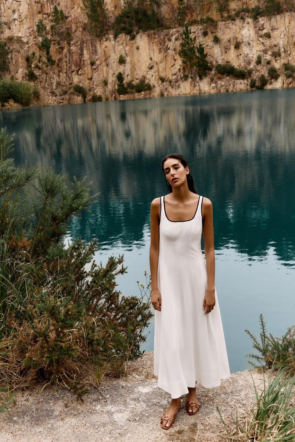 EFRAÍNA - VESTIDO LARGO EVASÉ TIRANTES ANCHOS