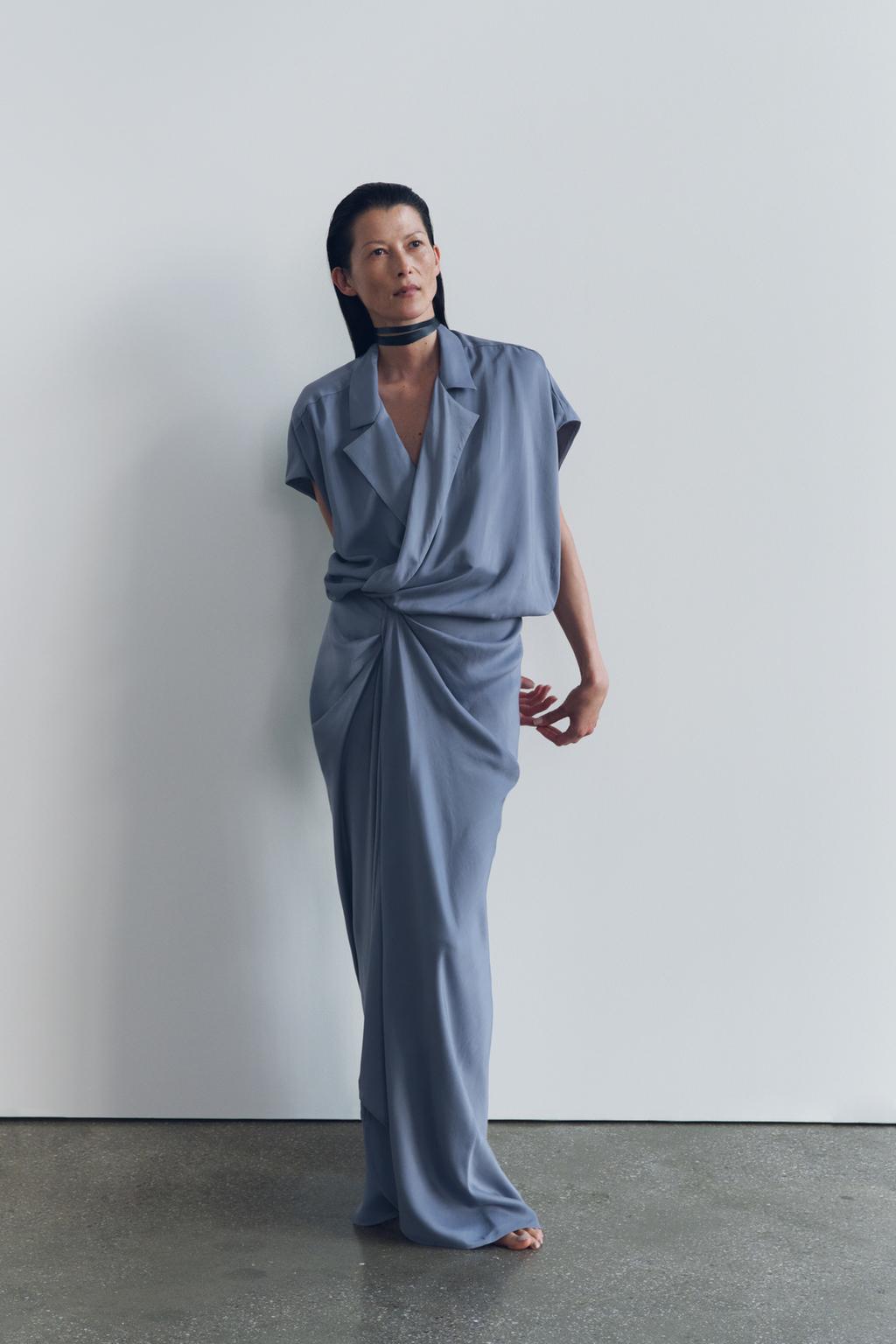 ROSALÍA - VESTIDO MIDI SATINADO FRUNCIDO