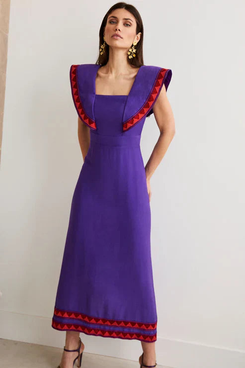 ANGELES - VESTIDO MIDI CON DETALLES BORDADOS