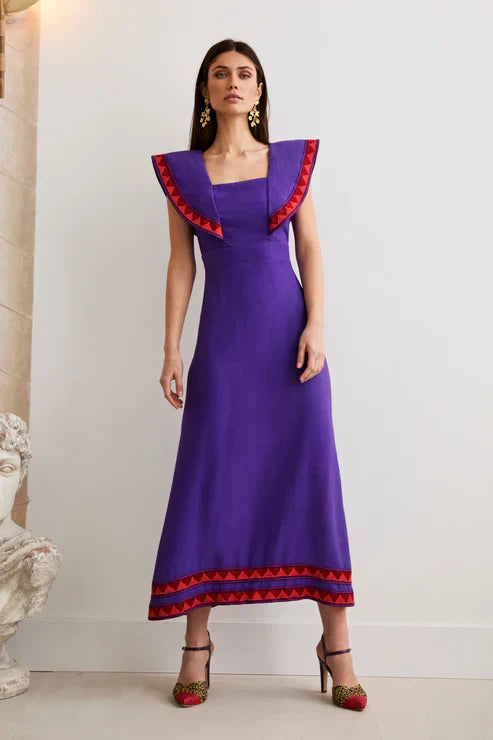 ANGELES - VESTIDO MIDI CON DETALLES BORDADOS