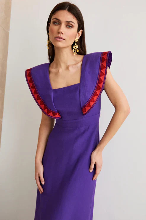 ANGELES - VESTIDO MIDI CON DETALLES BORDADOS