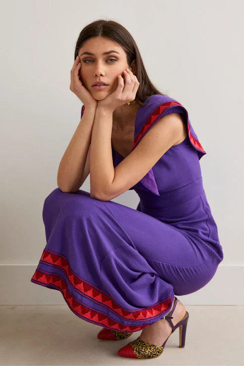 ANGELES - VESTIDO MIDI CON DETALLES BORDADOS