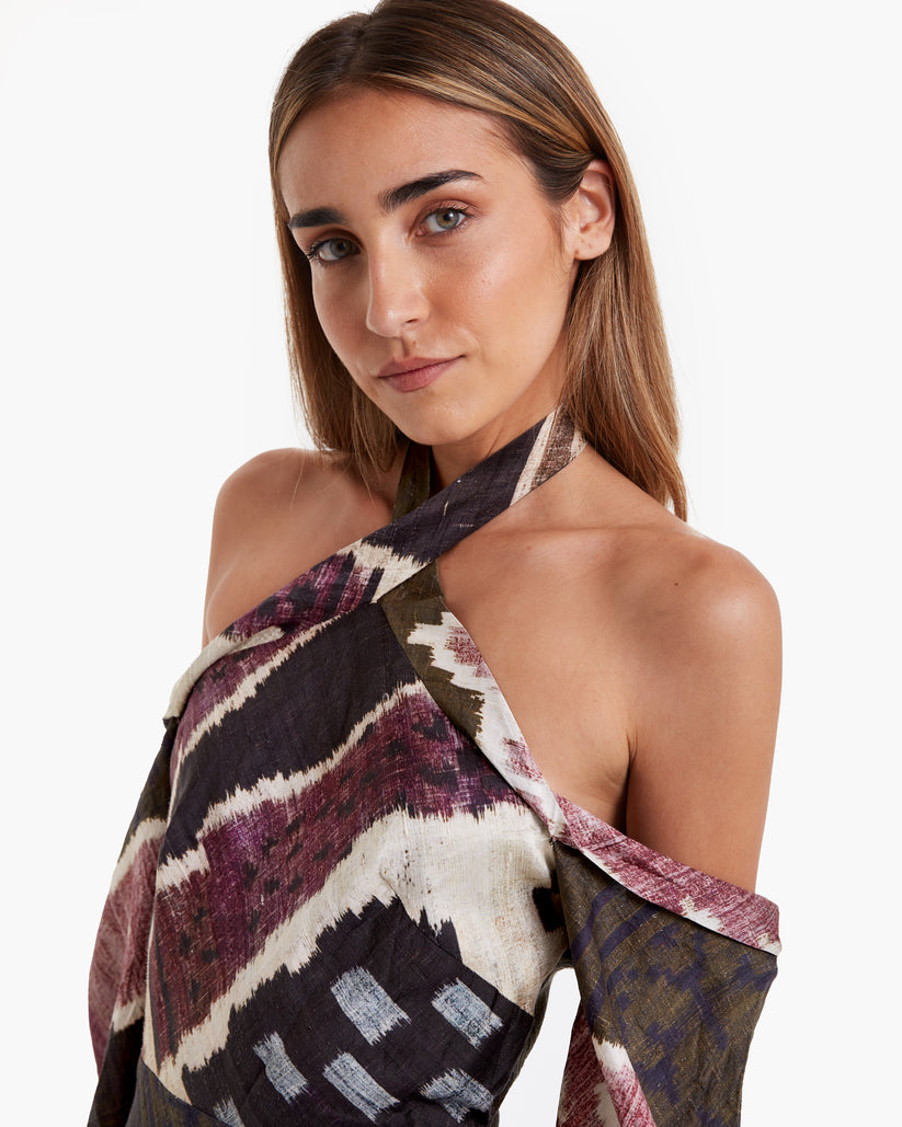 NAZARET - VESTIDO ESTAMPADO HOMBROS DESCUBIERTOS