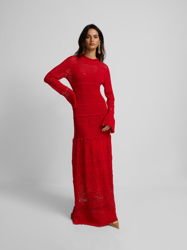 ANTONIA - VESTIDO LARGO CROCHET MANGA LARGA