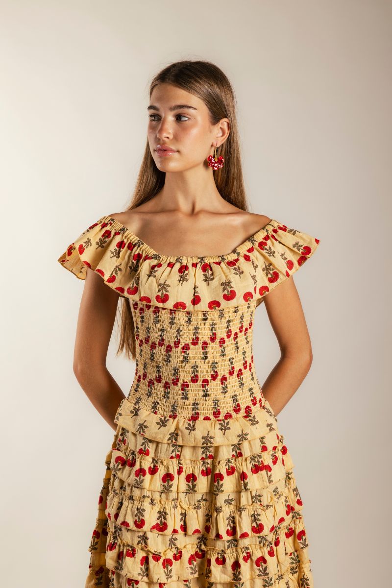 FABIOLA - VESTIDO FRUNCIDO PALABRA HONOR
