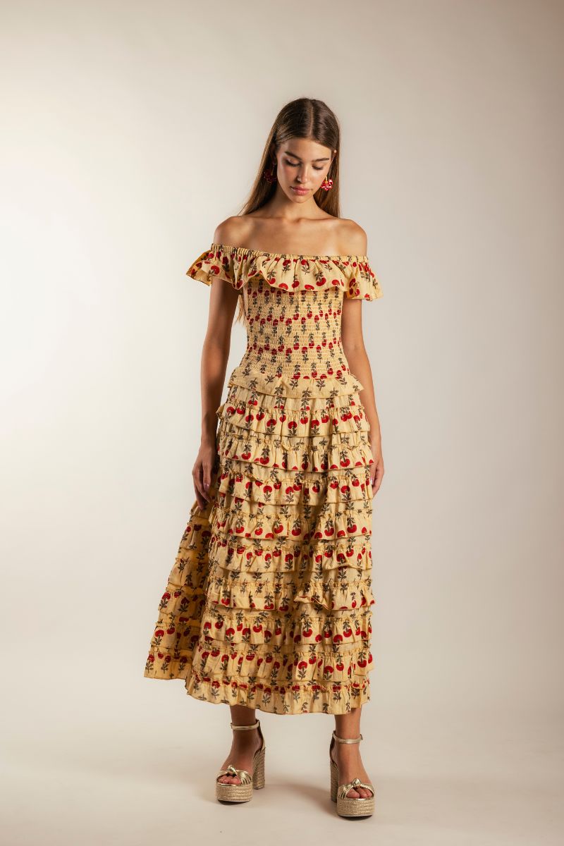 FABIOLA - VESTIDO FRUNCIDO PALABRA HONOR