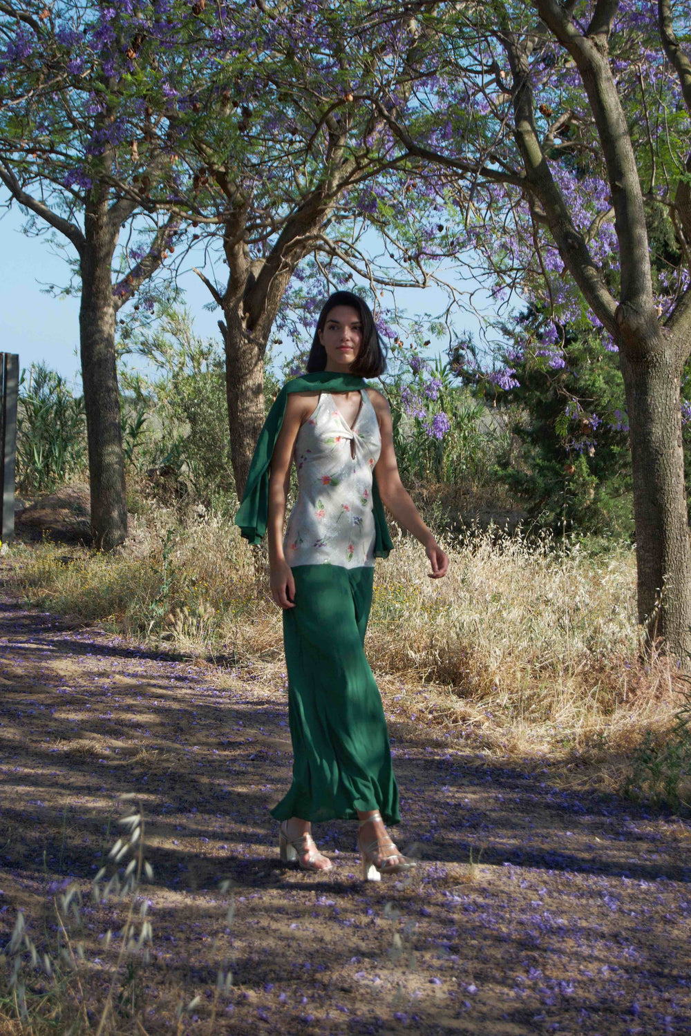 EMILIA - VESTIDO LARGO HALTER BICOLOR