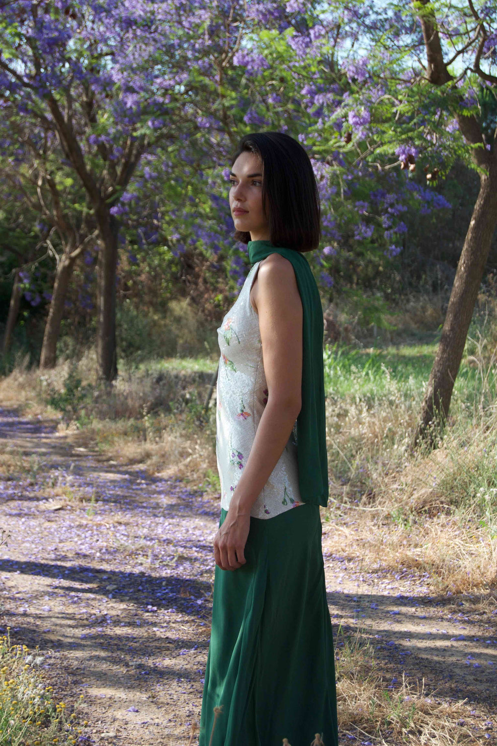 EMILIA - VESTIDO LARGO HALTER BICOLOR