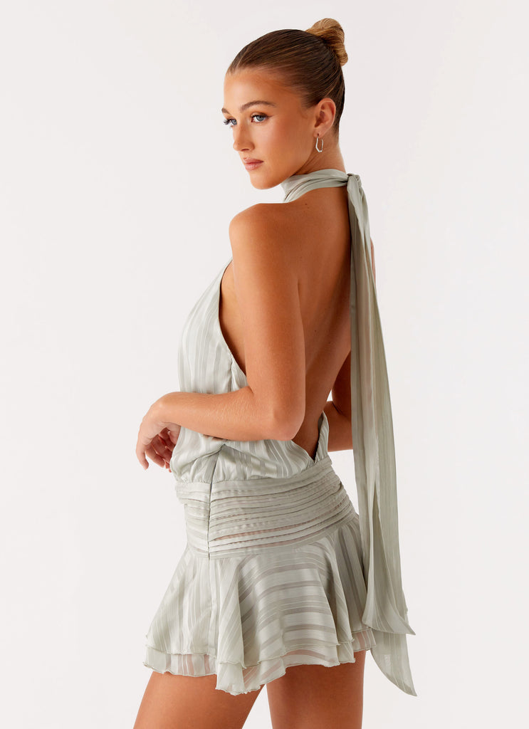 JARA - VESTIDO MINI HALTER PLISADO