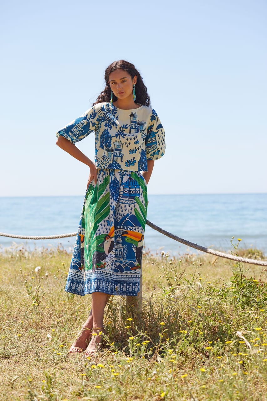 EVELIA - CONJUTO BLUSA Y FALDA