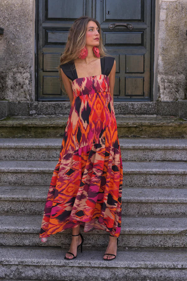 BEGOÑA -  VESTIDO LARGO ESTAMPADO