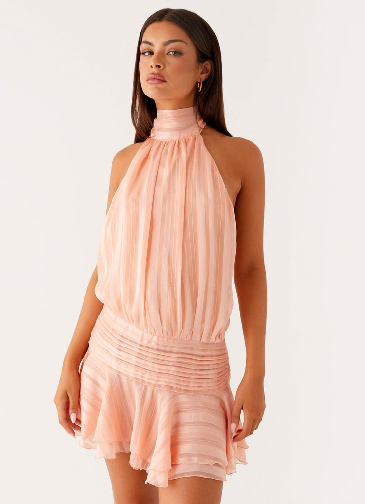 JARA - VESTIDO MINI HALTER PLISADO