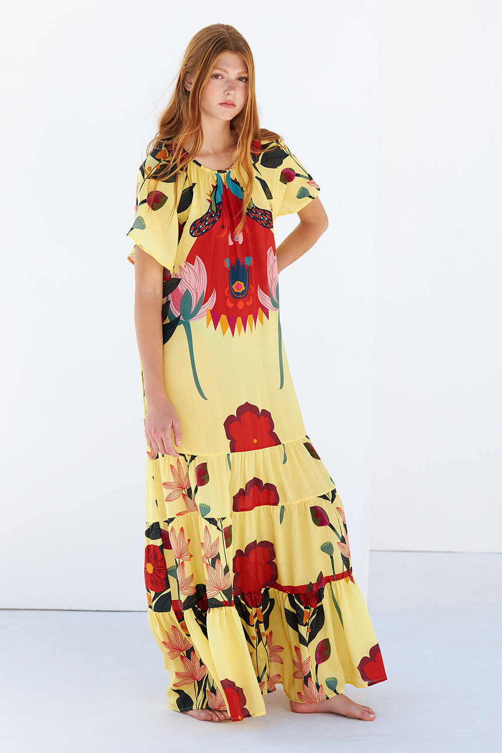 HAZEL - VESTIDO ESTAMPADO FALDA VOLANTES