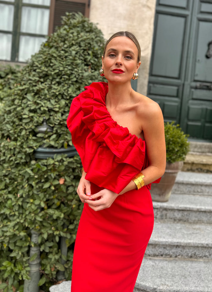 ANITA - VESTIDO AJUSTADO CON VOLANTE ASIMÉTRICO