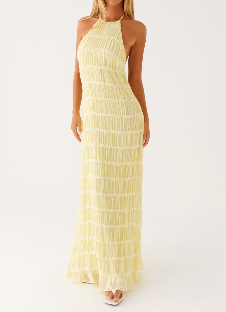 MARY - VESTIDO HALTER TEXTURIZADO LARGO