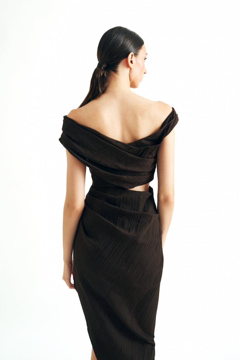 UXIA - VESTIDO DRAPEADO ESCOTE BARDOT