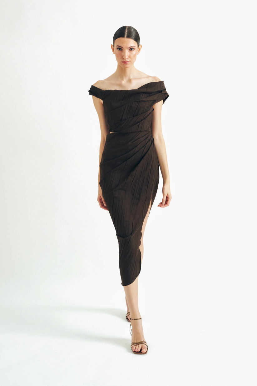 UXIA - VESTIDO DRAPEADO ESCOTE BARDOT
