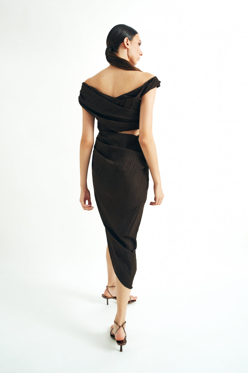 UXIA - VESTIDO DRAPEADO ESCOTE BARDOT