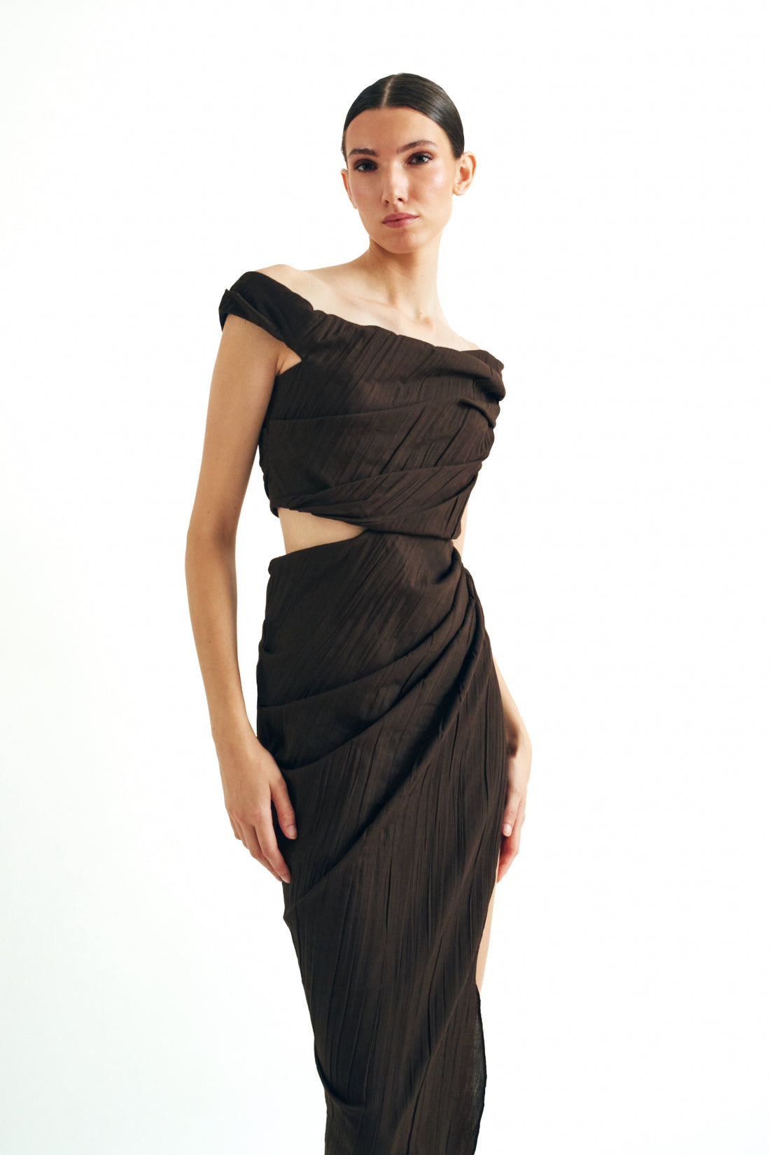 UXIA - VESTIDO DRAPEADO ESCOTE BARDOT