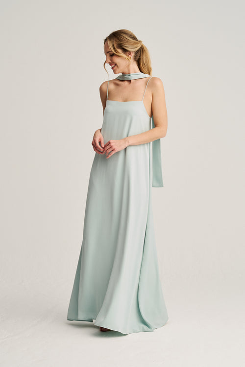 ROSI - VESTIDO SATINADO MULTIPOSICIÓN BUFANDA