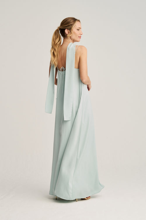 ROSI - VESTIDO SATINADO MULTIPOSICIÓN BUFANDA