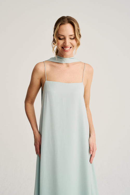 ROSI - VESTIDO SATINADO MULTIPOSICIÓN BUFANDA