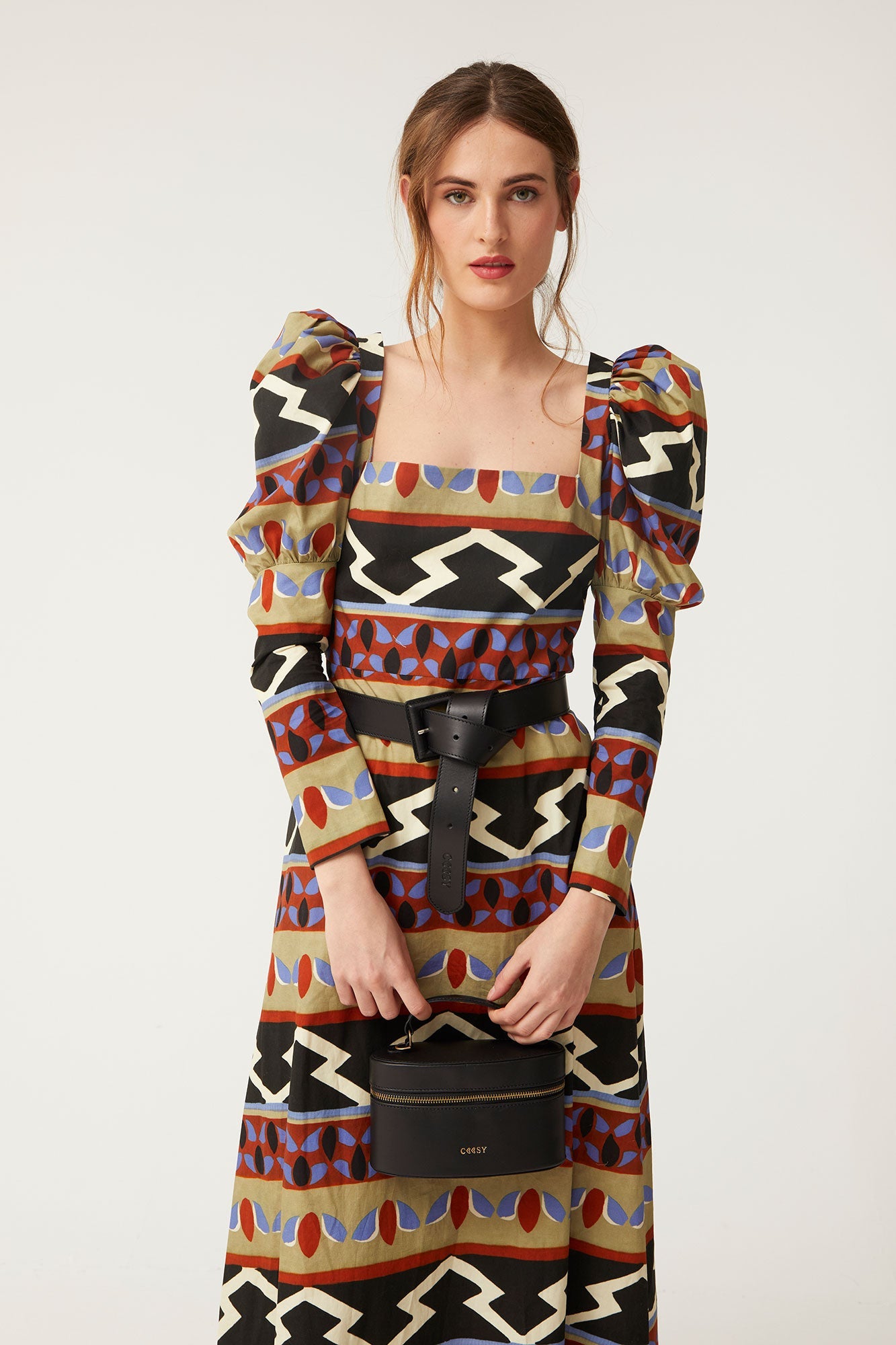 ROSINA - VESTIDO MIDI MANGAS ABULLONADAS