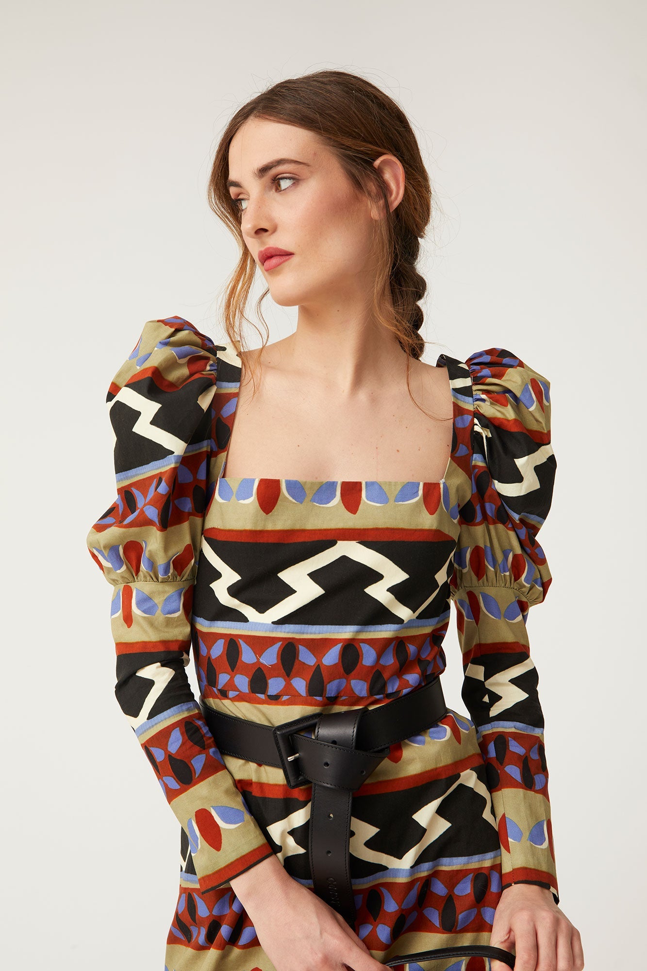 ROSINA - VESTIDO MIDI MANGAS ABULLONADAS