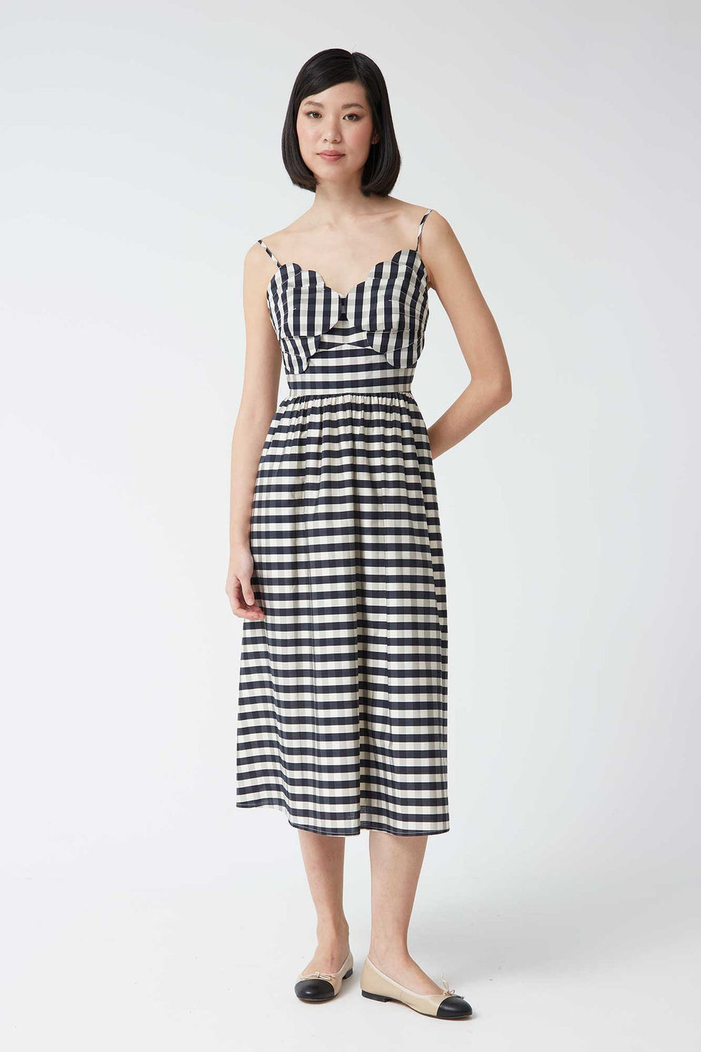SONSOLES - VESTIDO MIDI CUADROS TIRANTES