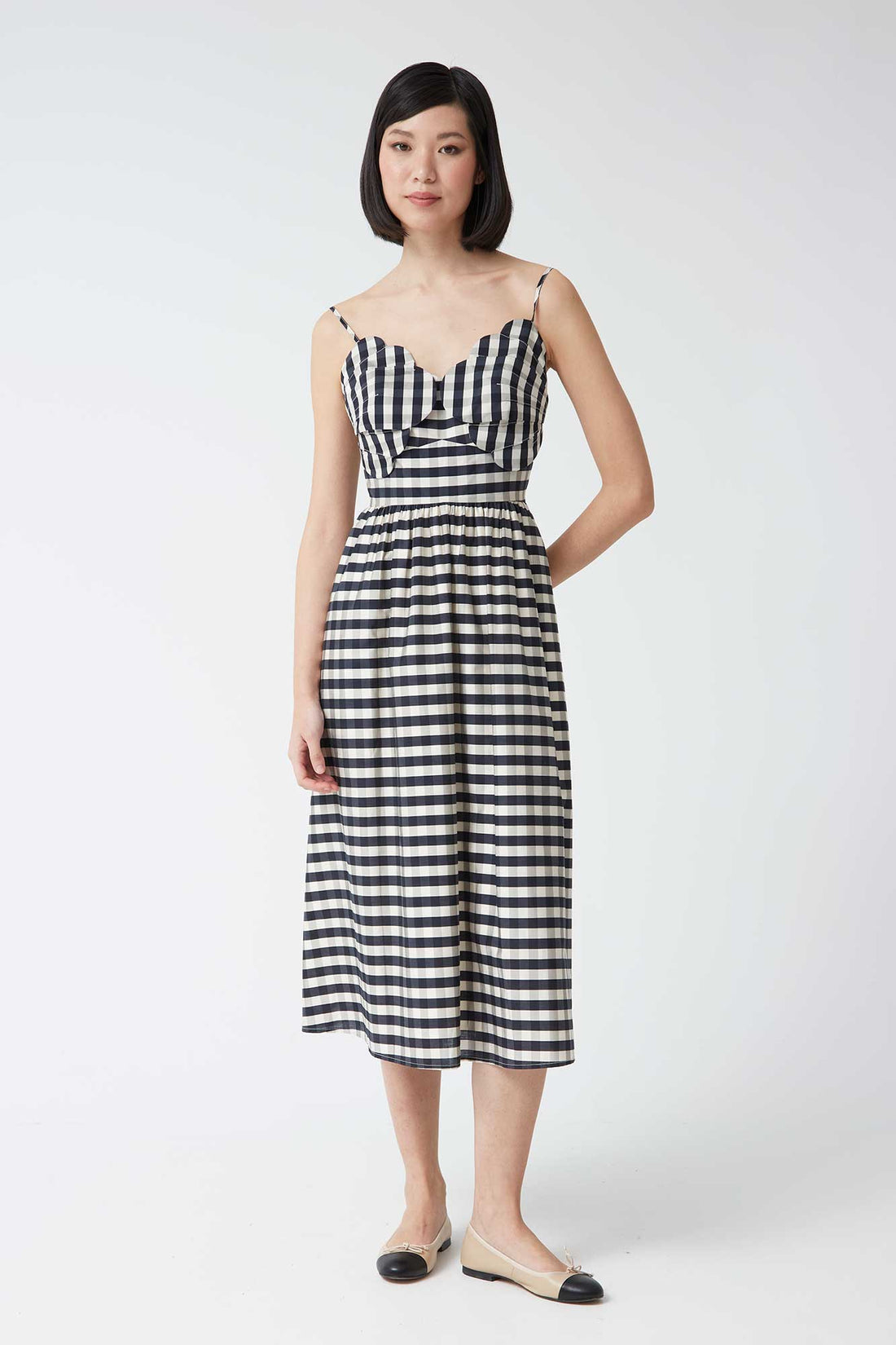 SONSOLES - VESTIDO MIDI CUADROS TIRANTES