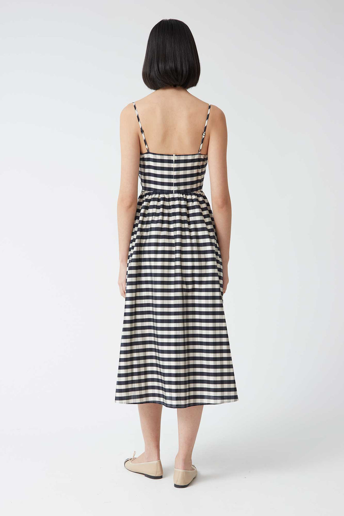 SONSOLES - VESTIDO MIDI CUADROS TIRANTES