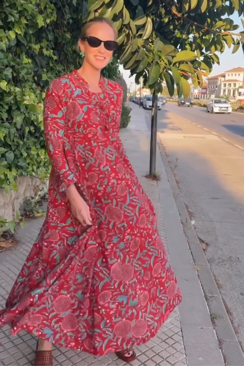 QUERALT - VESTIDO FLORAL MANGA LARGA