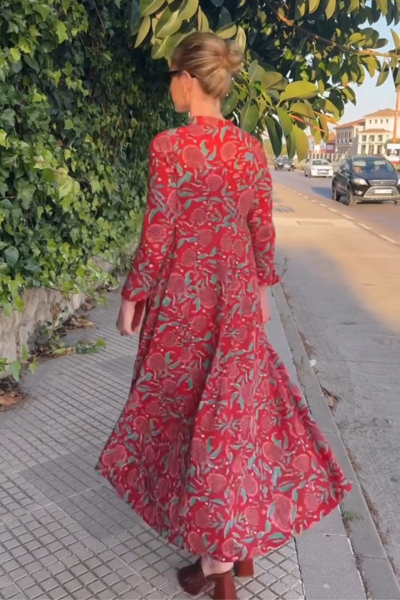 QUERALT - VESTIDO FLORAL MANGA LARGA
