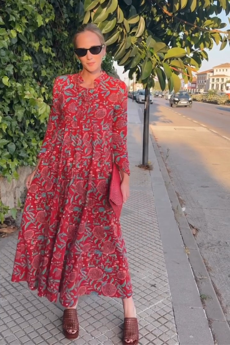 QUERALT - VESTIDO FLORAL MANGA LARGA