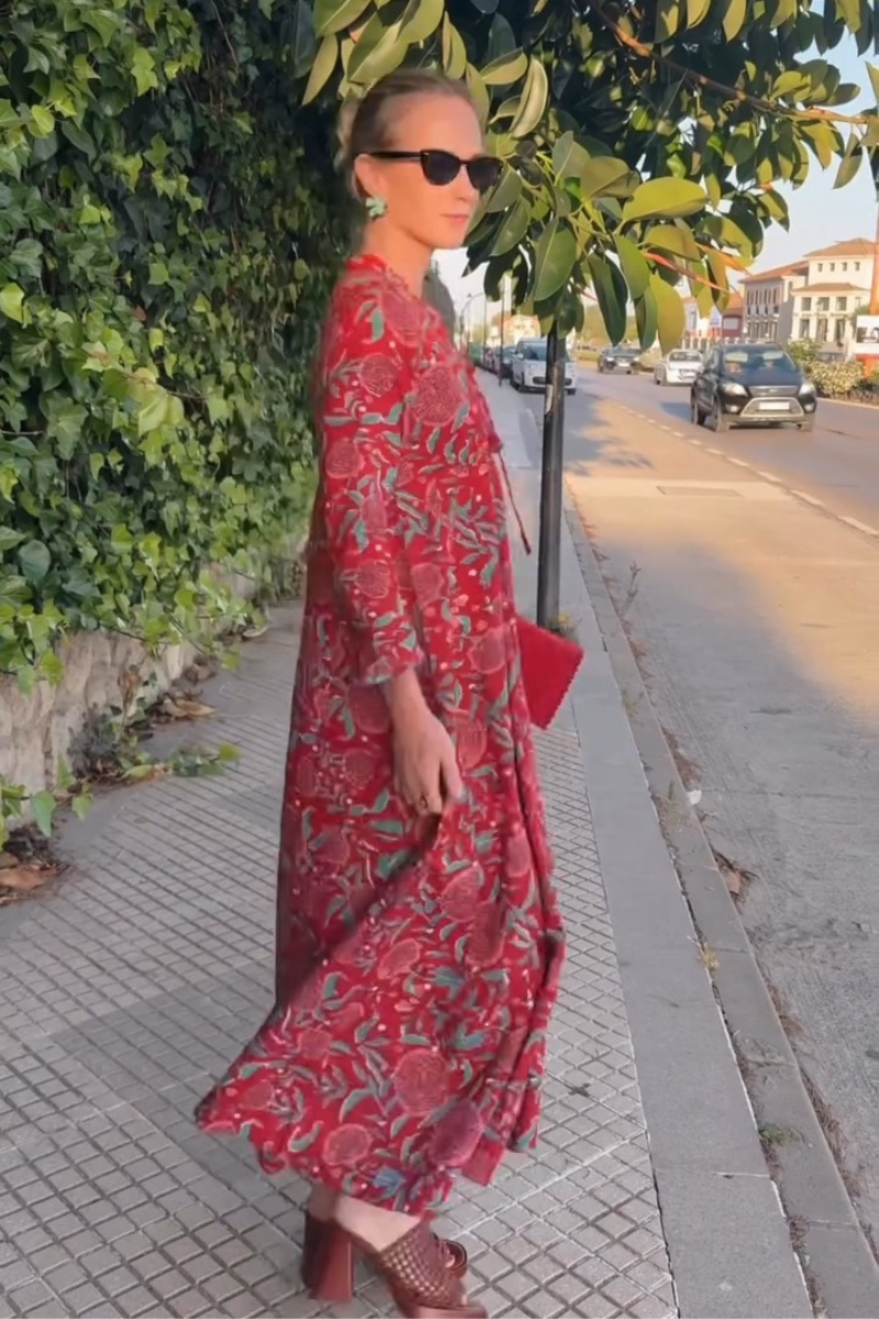 QUERALT - VESTIDO FLORAL MANGA LARGA