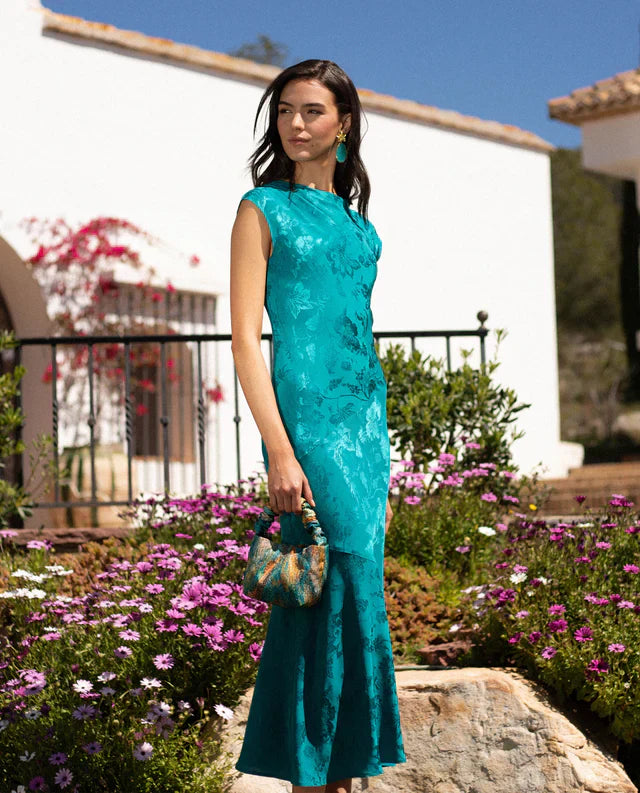 ANGY - VESTIDO LARGO DE JACQUARD SATINADO