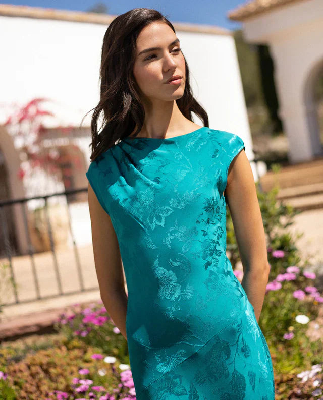 ANGY - VESTIDO LARGO DE JACQUARD SATINADO