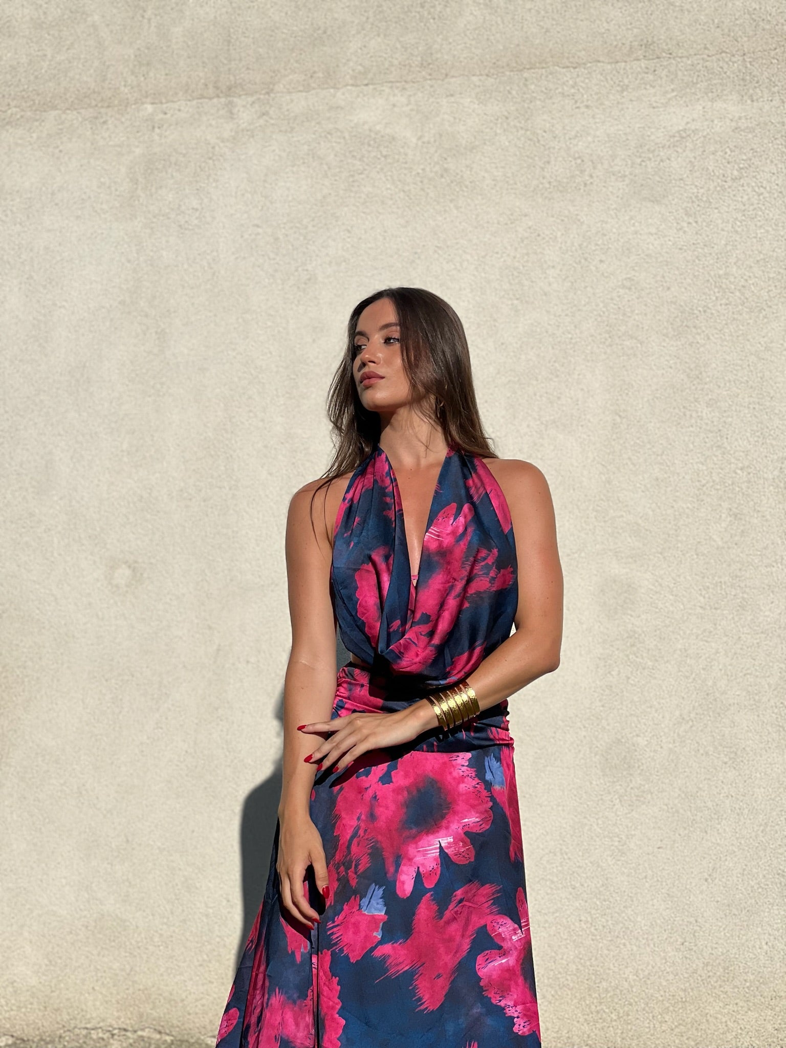 YOLANDA - VESTIDO HALTER ESTAMPADO FLORAL