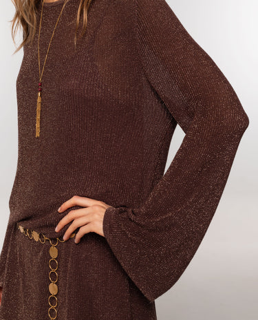 KAILA - VESTIDO BRILLO MANGAS ACAMPANADAS