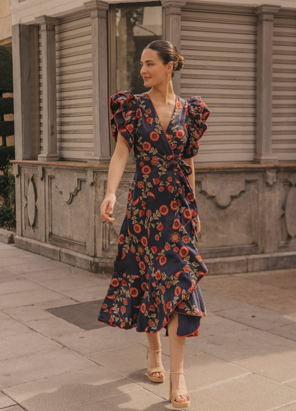 AUREA - VESTIDO ESTAMPADO CUELLO PICO