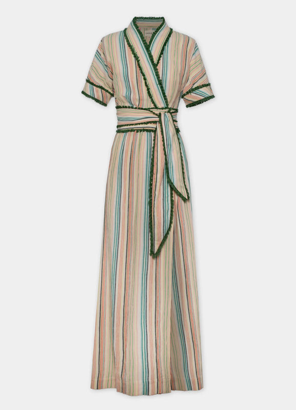 BARBARA -  VESTIDO ENVOLVENTE DE RAYAS TEXTURIZADAS