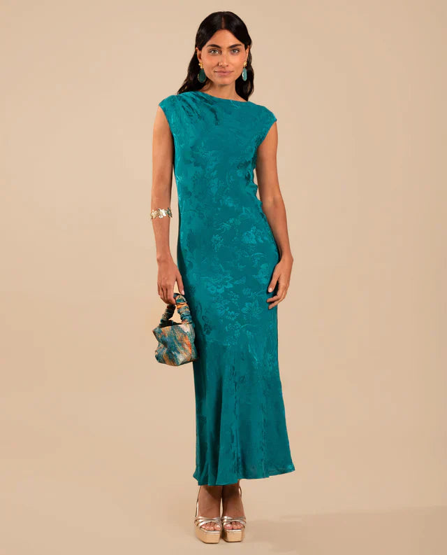ANGY - VESTIDO LARGO DE JACQUARD SATINADO
