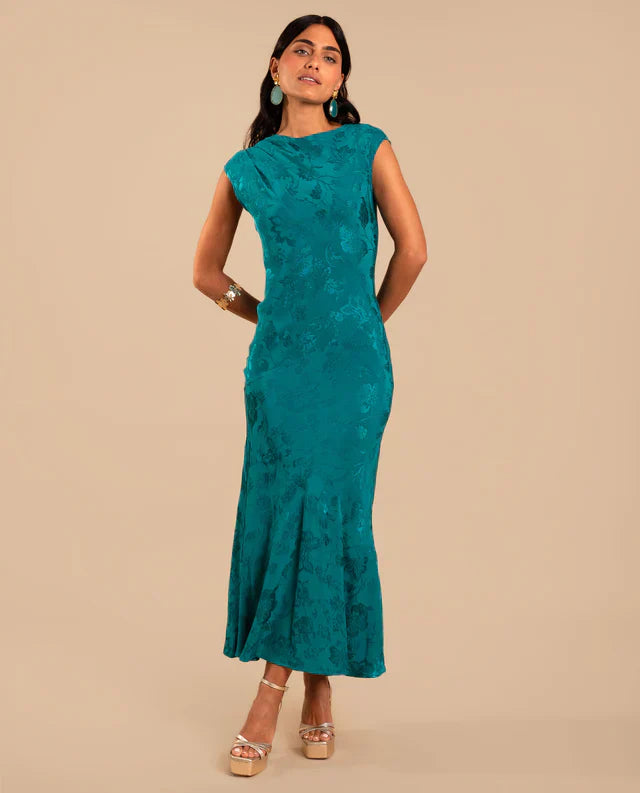 ANGY - VESTIDO LARGO DE JACQUARD SATINADO