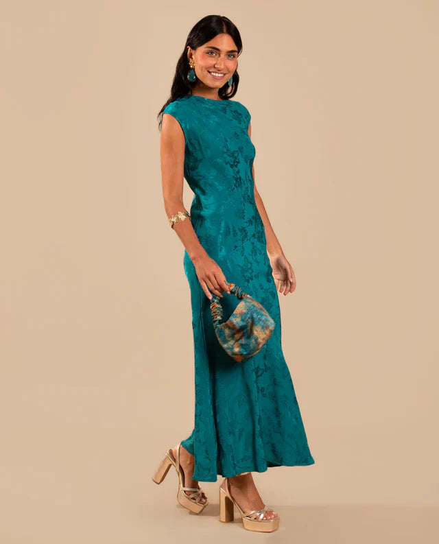 ANGY - VESTIDO LARGO DE JACQUARD SATINADO