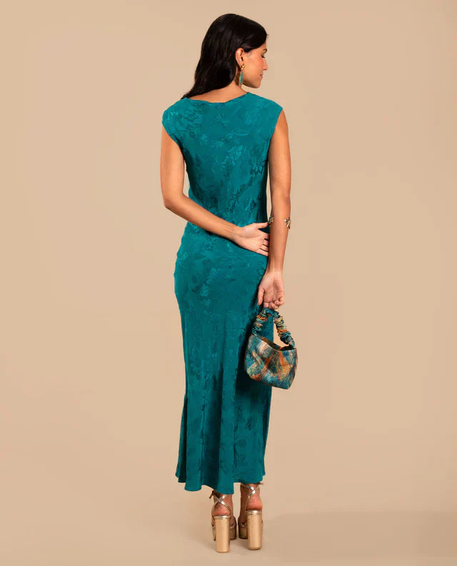 ANGY - VESTIDO LARGO DE JACQUARD SATINADO