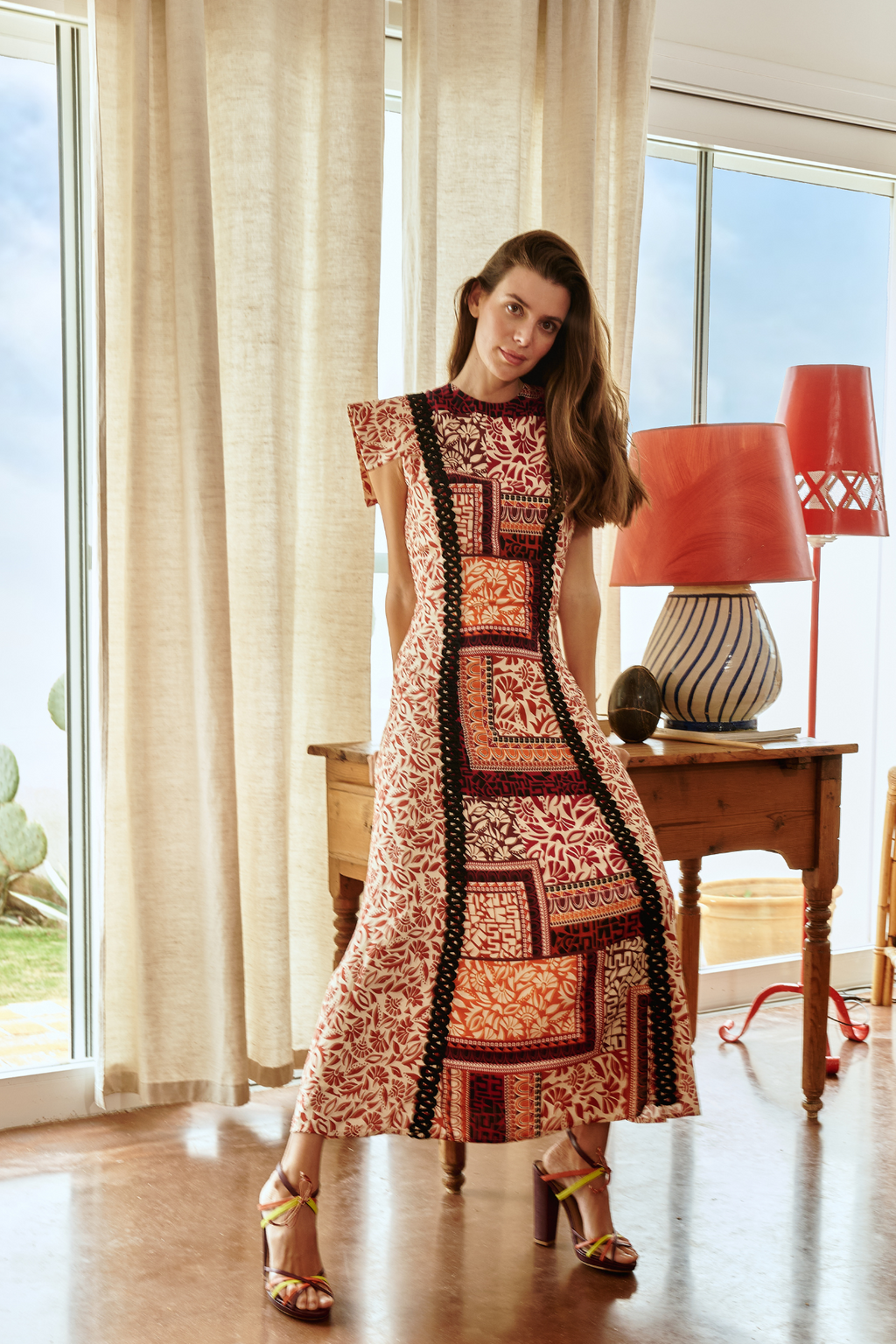 ELVIRA - VESTIDO MIDI CON ESTAMPADO ÉTNICO