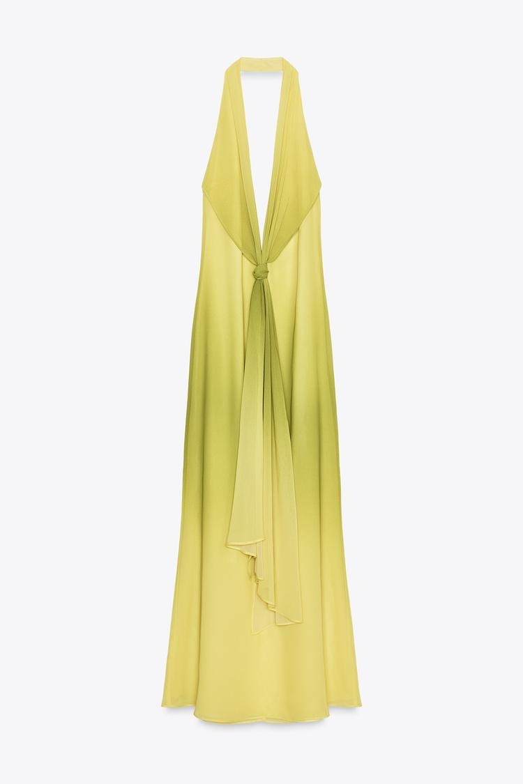 CAROLINA - VESTIDO LARGO HALTER CON NUDO