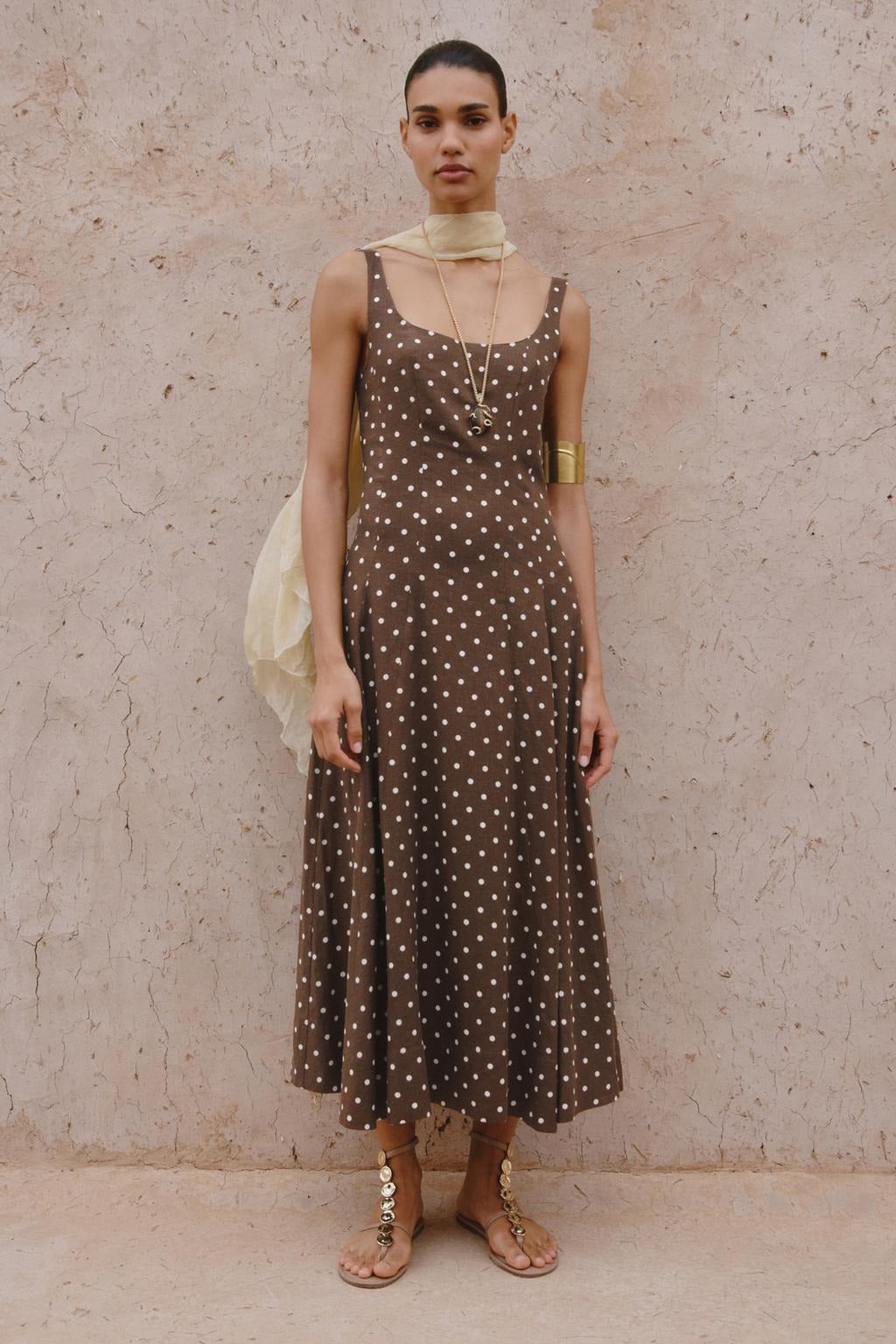 CHARO - VESTIDO MIDI CON LUNARES